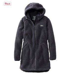 LL BEAN FLEECE  Women's Mountain Pile Fleece Coat alloy grey Sz SM